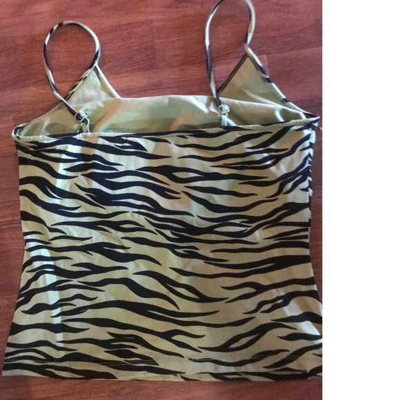 British Khaki Green & Black Cami Top Size S - Picture 2 of 4